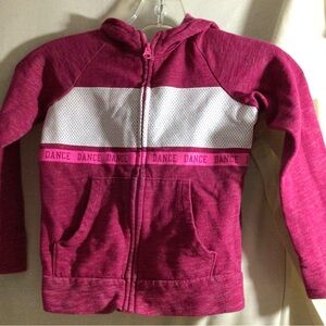 Danskin Now Fuchsia & White Girls Zip Hoodie with Dance Band